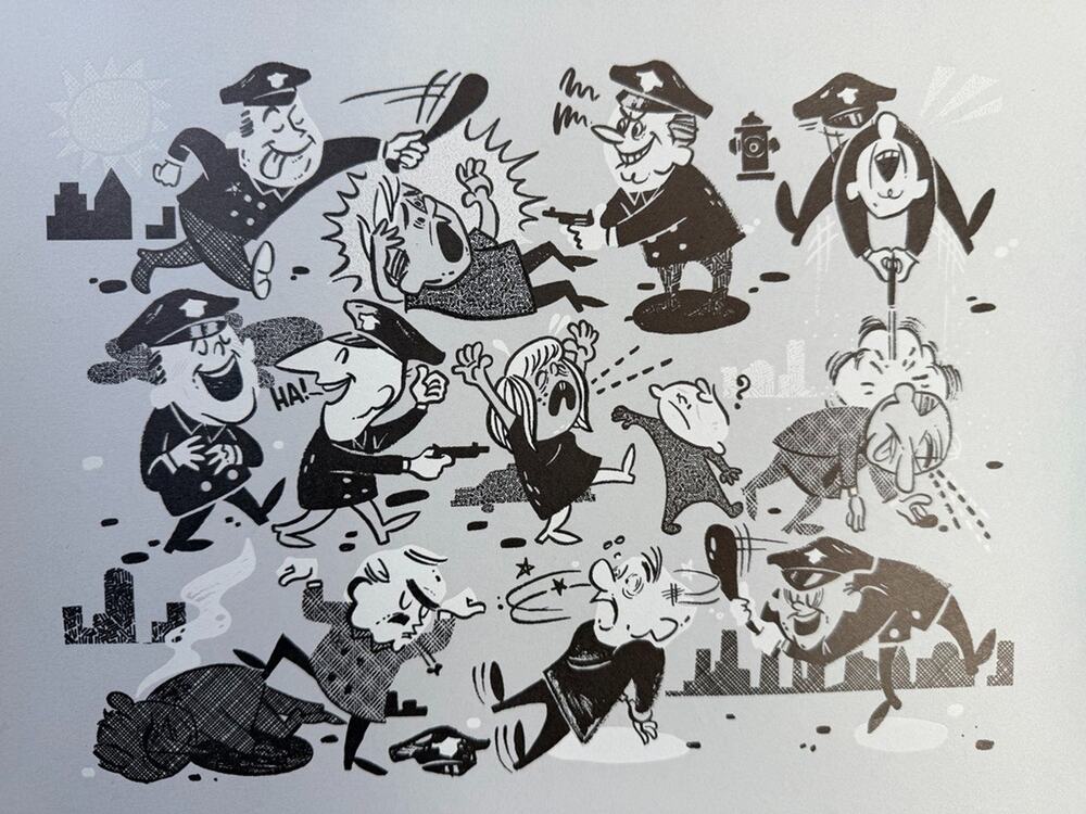 Robin Banks Keystone Kops Silent Film Police Screen Print Retro Cartoon Art